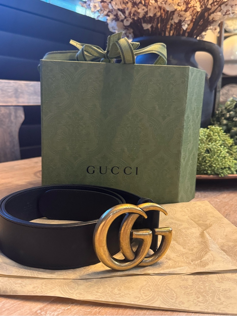 Like New! Gucci GG Maramount Wide Leather Belt